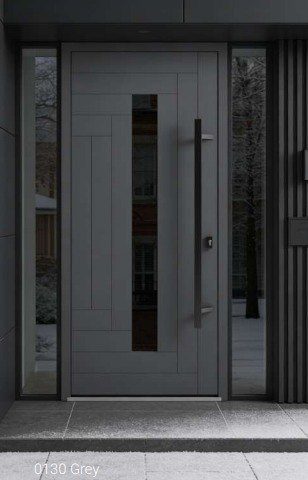 0130 Grey aluminum entry door