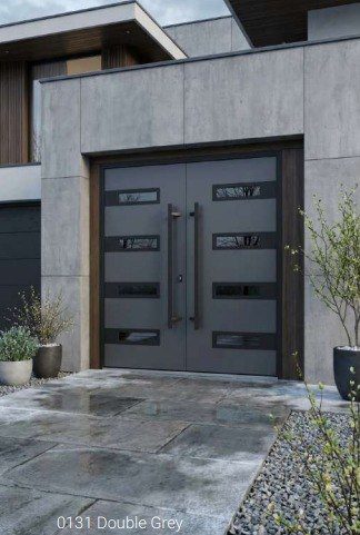0131 Double Grey aluminum entry door
