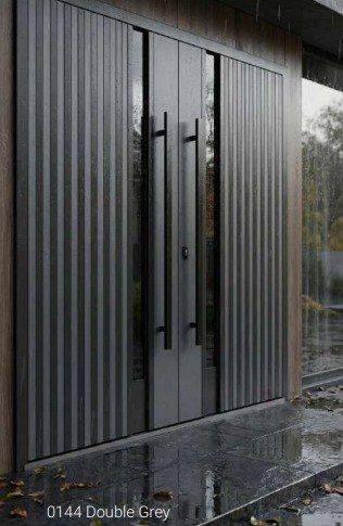 0144 Double Grey aluminum entry door