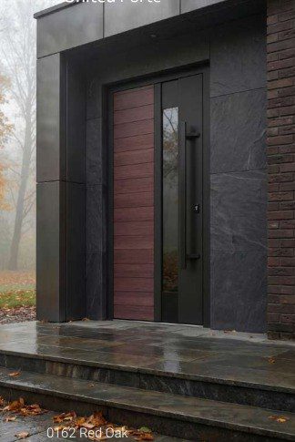0162 Red Oak aluminum entry door