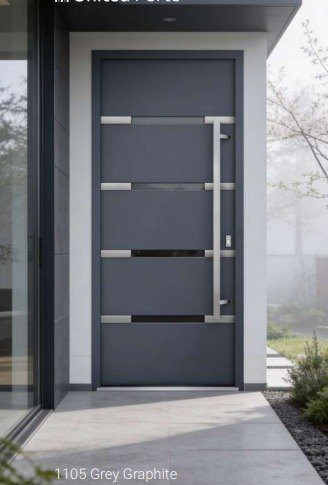 1105 Grey Graphite aluminum entry door