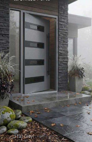 1131 Grey aluminum entry door