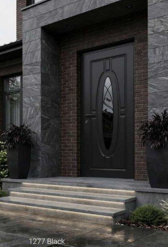 1277 Black aluminum entry door