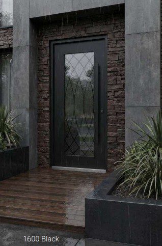 1600 Black aluminum entry door