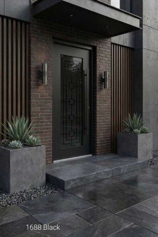 1688 Black aluminum entry door