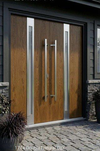 1744 Double Natural Oak aluminum entry door