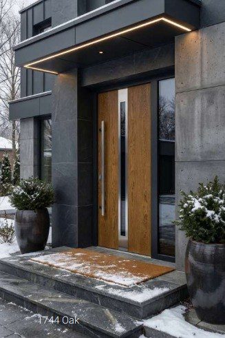 1744 Oak aluminum entry door