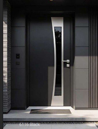 6116 Black aluminum entry door