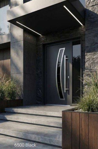 6500 Black aluminum entry door