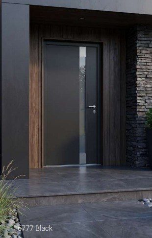 6777 Black aluminum entry door