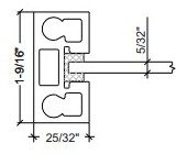 LUMO aluminum profile cross-section, 1-9/16 inch by 25/32 inch